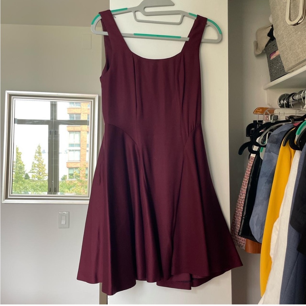 Burgundy Alice and Olivia Fit and Flare Satin Dress, Size 0